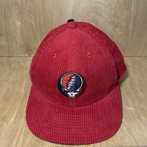 Greatful Dead Red Embroidered Corduroy Hat SnapBack NWOT
